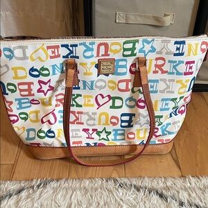 Dooney & Bourke White Multicolor Signature Tote Bag